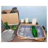 LONGABERGER PICNIC BASKET; CROCK POT; CANDLES;