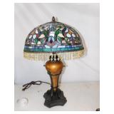 STAINED GLASS LAMP 26" H TWO BULBS