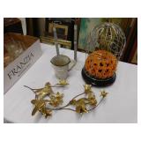 CAGE, WOOD BASKET, METAL BUTTERFLY