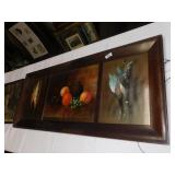 MAHOGANY 3 SECTION FRAME 35" X 14" AND THE HUNG