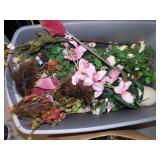 TOTE OF ASSORTED DÉCOR - SILK ROSES ETC.