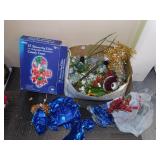 HOLIDAY DÉCOR, BLUE BOWS, CANDY CANE, SHINY BRITE