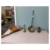LADLE, BRASS BELL, VASES