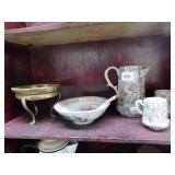 BRASS W/ ORIENTAL BOWL, TEA SET