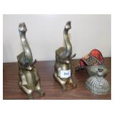 BRASS ELEPHANT TRUNK UP FIGURES 8" H