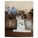 ORIENTAL FIGURES, GINGER JAR, ETC.