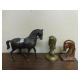 BRASS STANDING HORSE, BRASS DOOR STOP HORSE AND