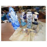 ORIENTAL FIGURES, FABRIC, ETC.