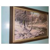 WINTER CREEK SIDE SCENE 30" X 42" DANDY Y SIGNED