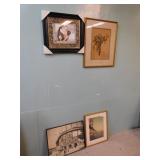 12" X 14" NEW FRAME, CHERUB IN NICE WOOD FRAME,