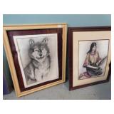WOLF DANA 01 DRAWING - NO GLASS & WOMAN PRINT