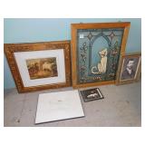 COLD BATH PRINT, FRAMES, FAUX STAINED-GLASS CAT