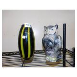 GLASS POLAND 8" VASE, CEMENT OWL