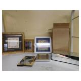 PICTURE FRAMES, VASE, SAUCERS