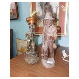 FIGURAL POT METAL LAMP & STATUE COMPOSITION 15"