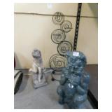 METAL CANDLE HOLDER 24" TALL AND OTHER STATUES