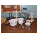 HAND PAINTED PAIL, BRIDE BASKET, ENAMELED