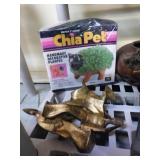 THREE GOLD TONE FINISH 6" LADIES, CHIA PET NEW,