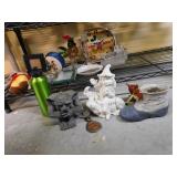 MICKEY MOUSE TIN, GARGOYLE, ART GLASS ROOSTER