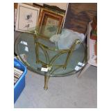 BRASS TABLE 22" H X 26" ROUND HEAVY GLASS TOP