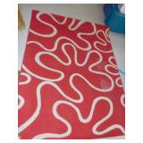RED RUG DESIGN, SOME STAINS AND WEAR, 5