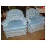 ROLLING CLUB CHAIRS LIGHT BLUE W/ ARM PROTECTORS