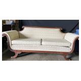 HEIRLOOM EMPIRE CARVED SOFA W/ BRASS