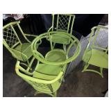RATTAN DINING SET FACTORY GREEN 42" THICK GLASS