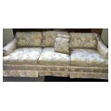 HENREDON YELLOW , BLUE AND CREAM SOFA WITH 2