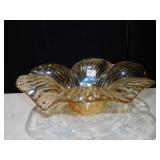 15" WIDE AMBER ART GLASS BOWL
