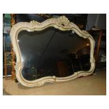 ORNATE LARGE MIRROR 47" X 67" OFF WHITE W/ GOLD