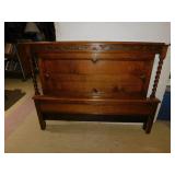 OAK CARVED FULL SZ. HEADBOARD/FOOTBOARD NO RAILS