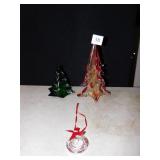 MURANO GLASS 8" H RED/WHITE TREE ETC.