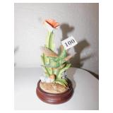 STEFANI HUMMINGBIRD WITH WOODEN PEDESTAL