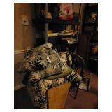 LOVESEAT CUSHION AND BACK CUSHIONS, CANED CHAIR