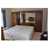 DREXEL KING SIZE BED WITH MIRROR , IMSIDE STORAGE
