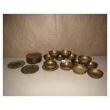 BRASS BOWL & PLATES SET OF 12, 5.5" PLATES