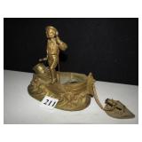 6" X 6" METAL INKWELL W/ FIGURAL MAN