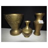 7" H ORNATE VASE, 5" & 7.5" VASES