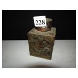 TEA JAR W/ LID BEAUTIFUL DECORATION ON 4 SIDES -