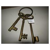 BRASS KEYS 6" TO 7.5" W/ RING