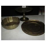 PEDESTAL BRASS DISH 5" H AND 2 DISHES