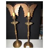 18.5" H BRASS BUTTERFLY CANDLESTICKS