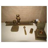 BRASS COVERED BOX, MATCH HOLDER, ETC.