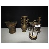 HOURGLASS, VASE, BELGIUM MARKED HANDLED BASKET