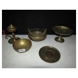 CANDLE HOLDERS AND TRAYS BRASS