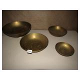 BRASS NESTING BOWLS 4" H X 12" ROUND AND SMALLER