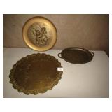 11" BRASS FIGURAL PLATE, ETC.
