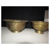 FOOTED BRASS BOWLS HALLMARK ON BASE