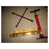 ALUM. STRAIGHT EDGE, STANLEY LEVEL, TIRE PUMP